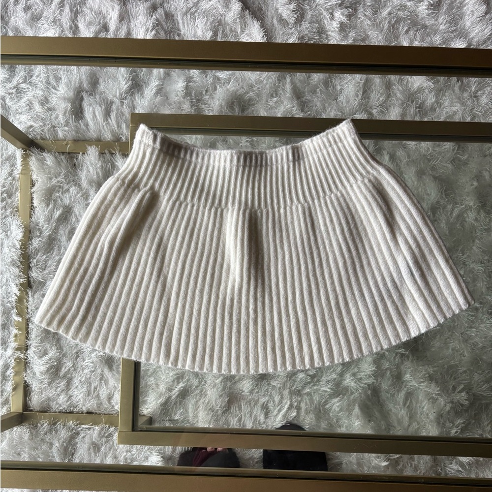 White Ribbed Mini Skirt - Picture 3 of 4